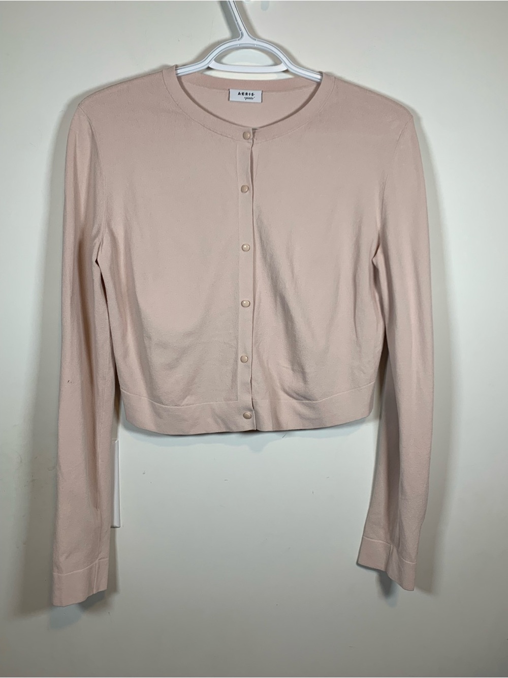 AKRIS Punto A-K-R-I-S- Balletcore light pink cropped cardigan stretch 8 sm med